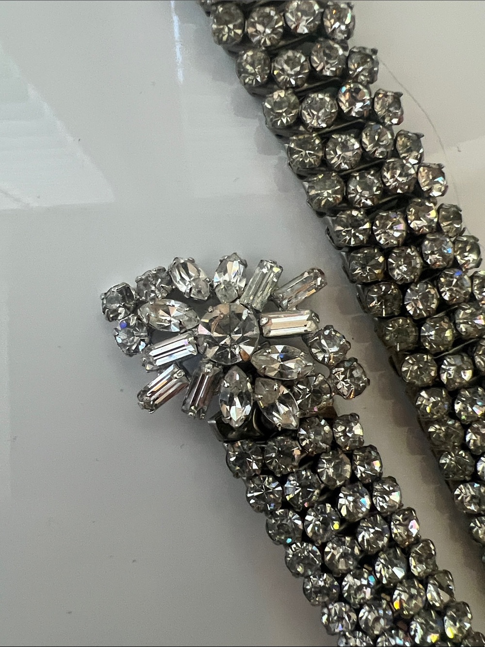 Albert Weiss Silver Crystal Multi-Row Bracelet & Choker Pair Vintage - Picture 3 of 7